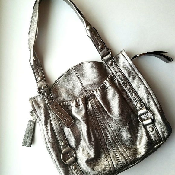 b. makowsky Handbags - B. Makowsky Silver Hobo Bag Lots of Pockets